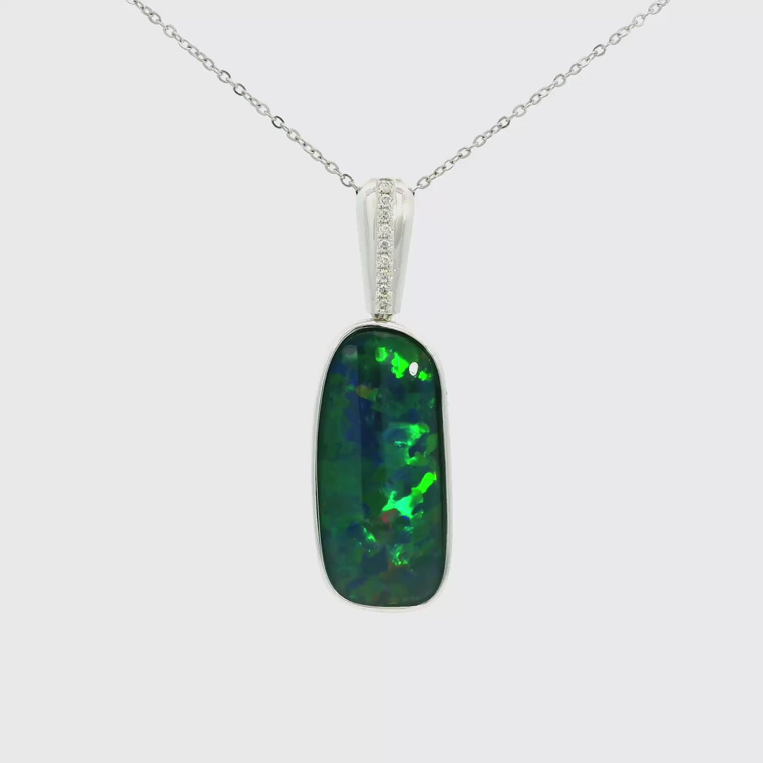 Triplet Opal Pendant in 9K White Gold - Multicolour