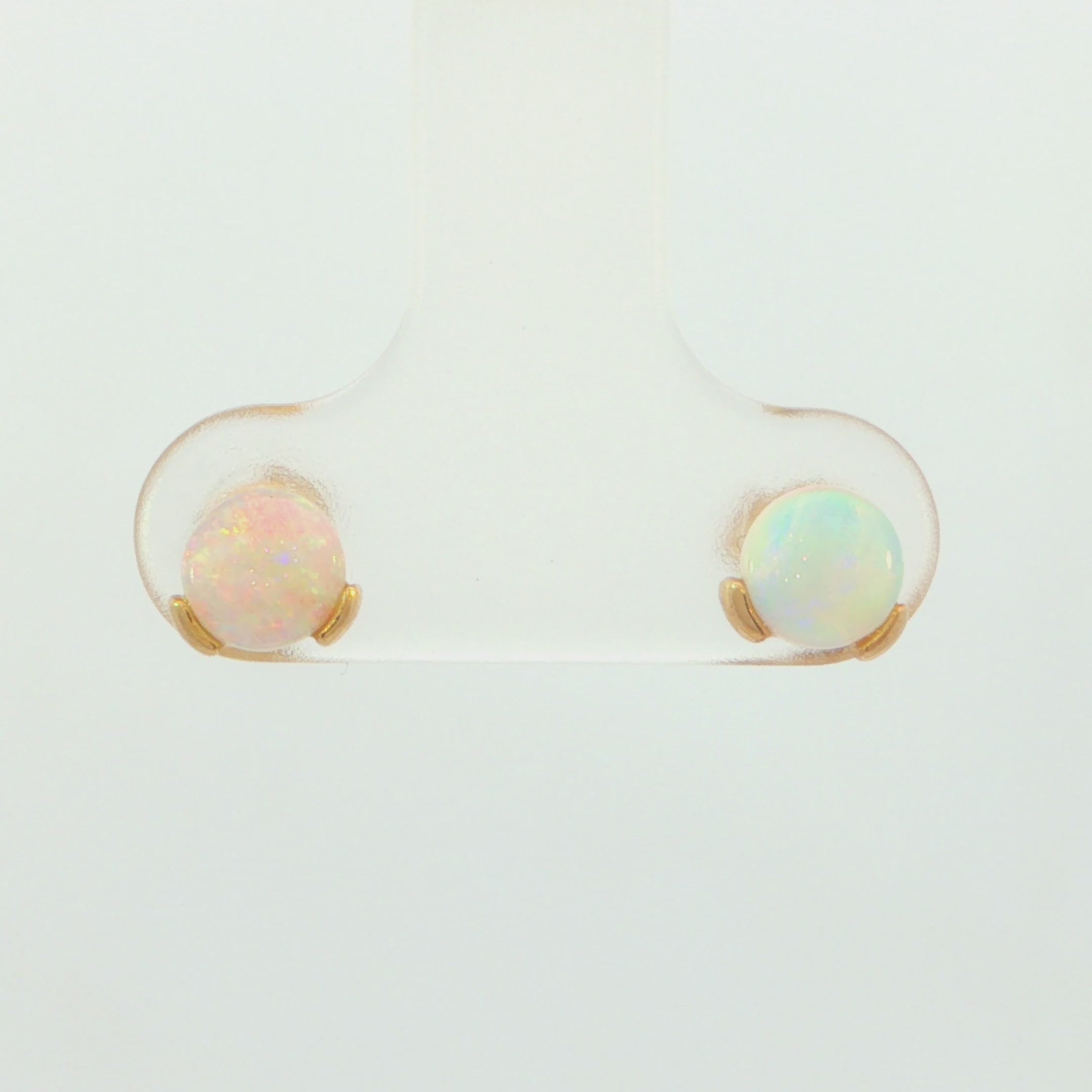 Australian Light Opal Earrings set in 9K Yellow Gold - Multicolour