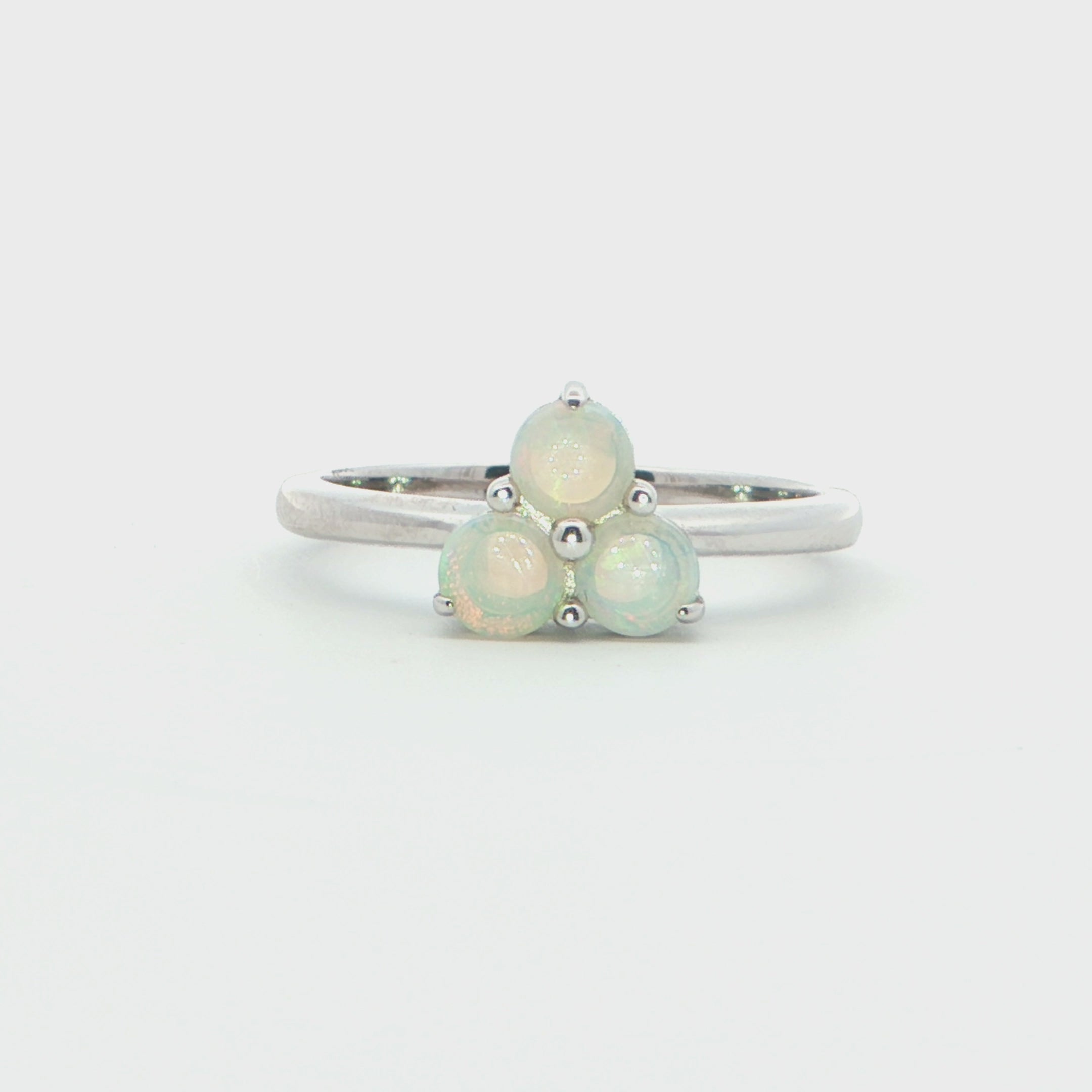 Light Opal Ring in 925 Sterling Silver - Multicolour