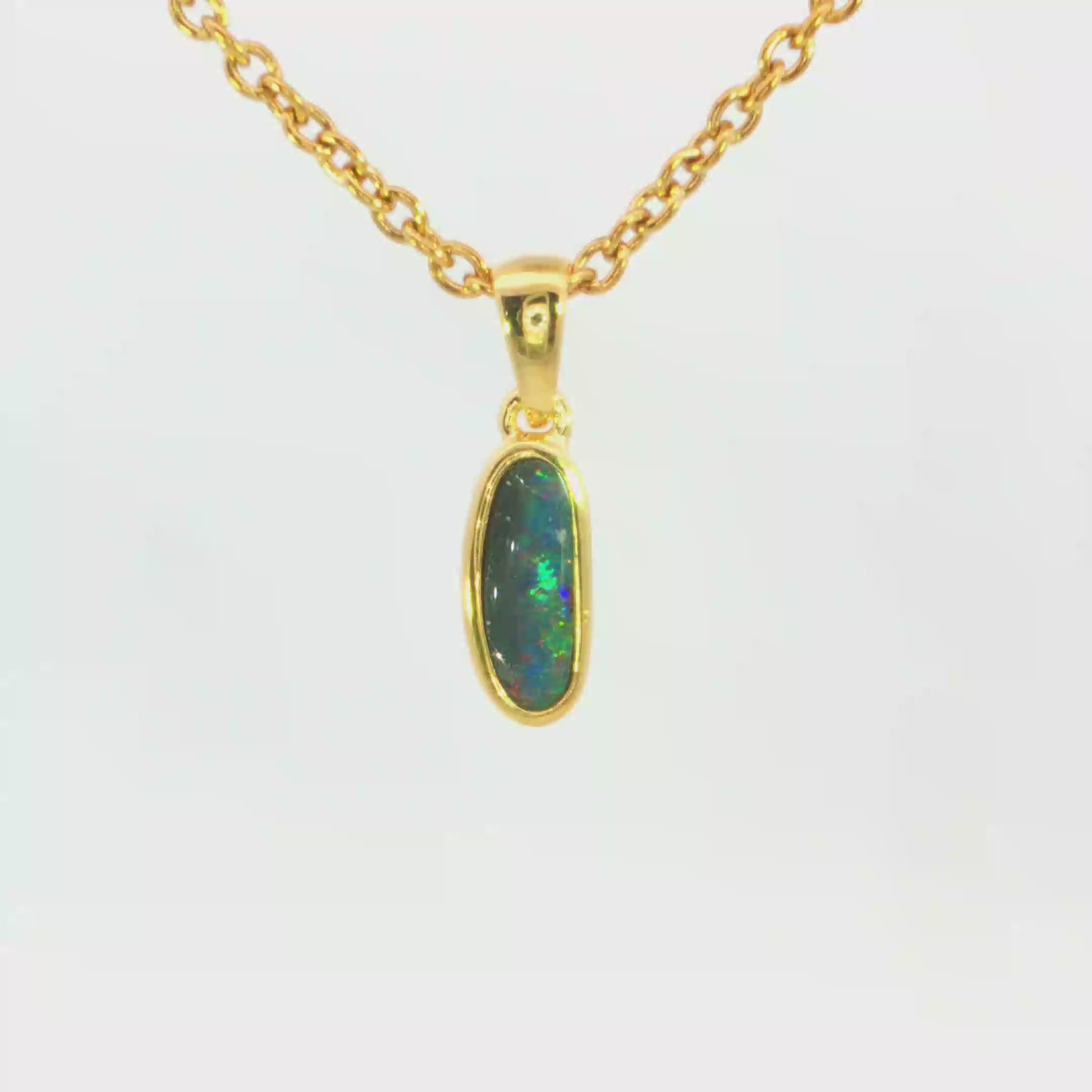 Australian Doublet Opal Pendant in Gold Plated Sterling Silver - Multicolour