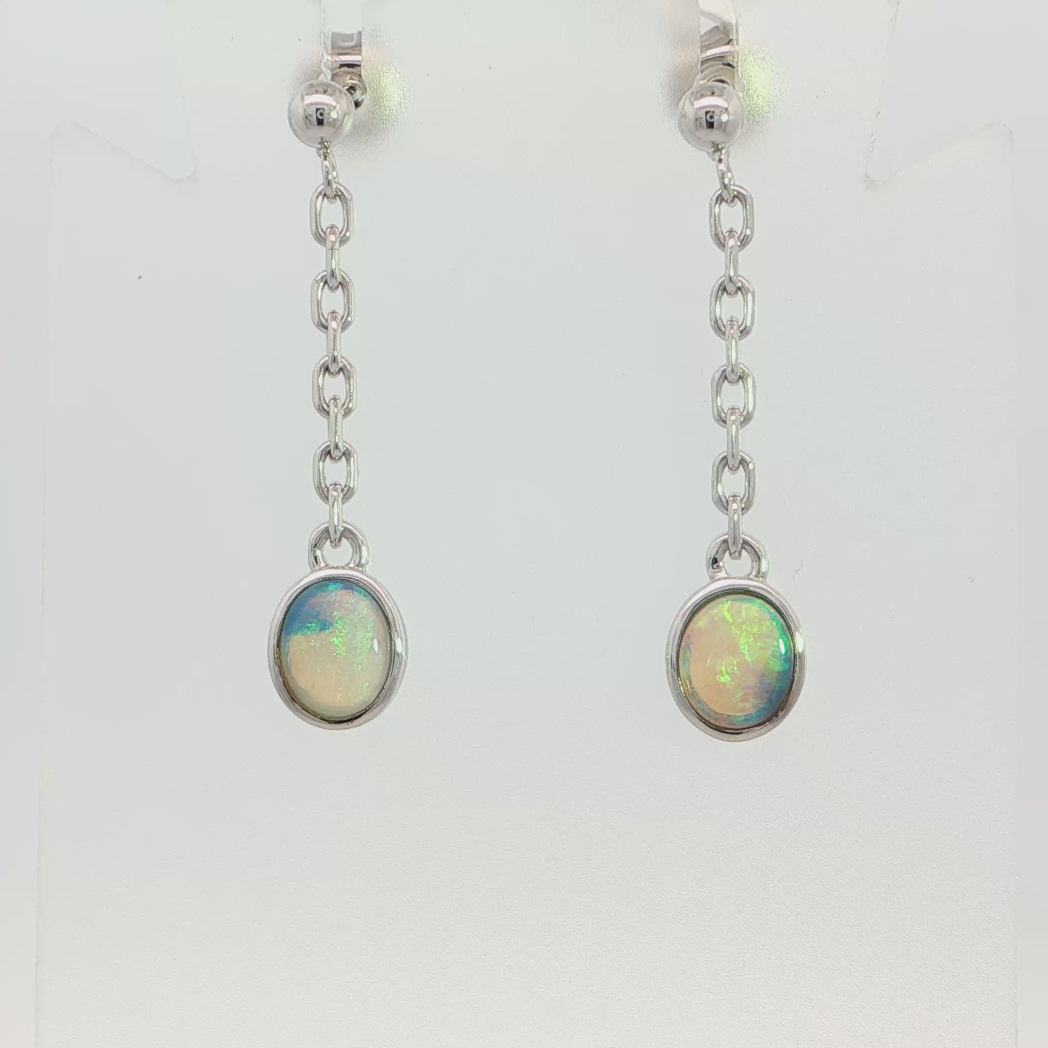 Light Opal Earrings in 925 Sterling Silver - Multicolour