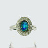 Triplet Opal Ring in Stainless Steel - Green-Blue
