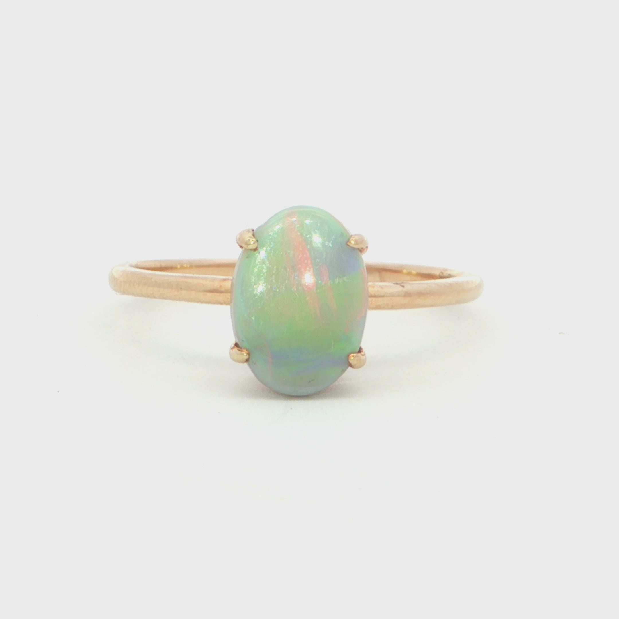 Light Opal Ring In 9k Yellow Gold - Multicolour