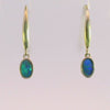 Silver Dangle Earrings with Oval Cabochon Opal