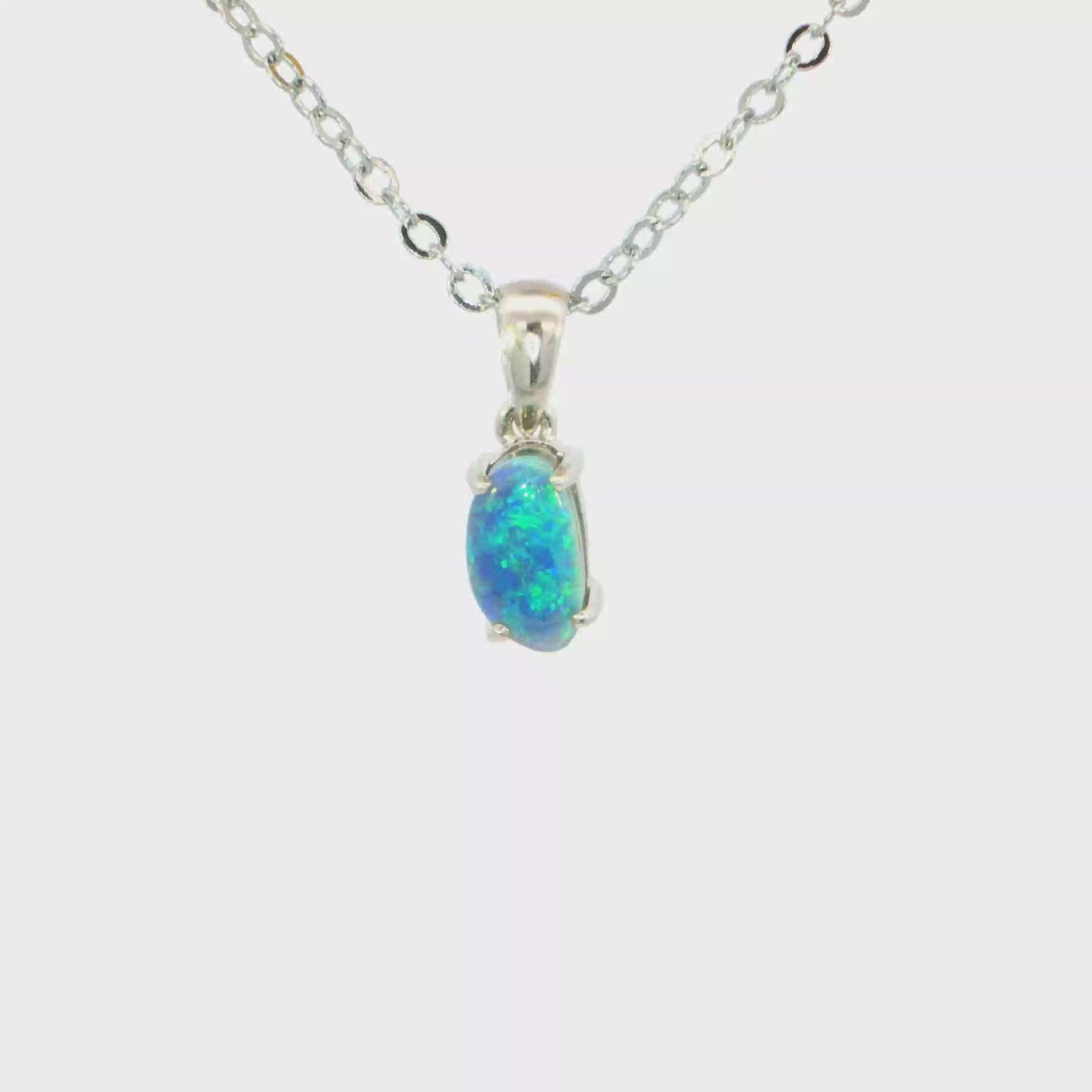 Australian Doublet Opal Pendant set in 925 Sterling Silver - Blue-Green