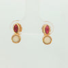 Australian Light Opal Earrings in 14K Yellow Gold with Ruby - Multicolour