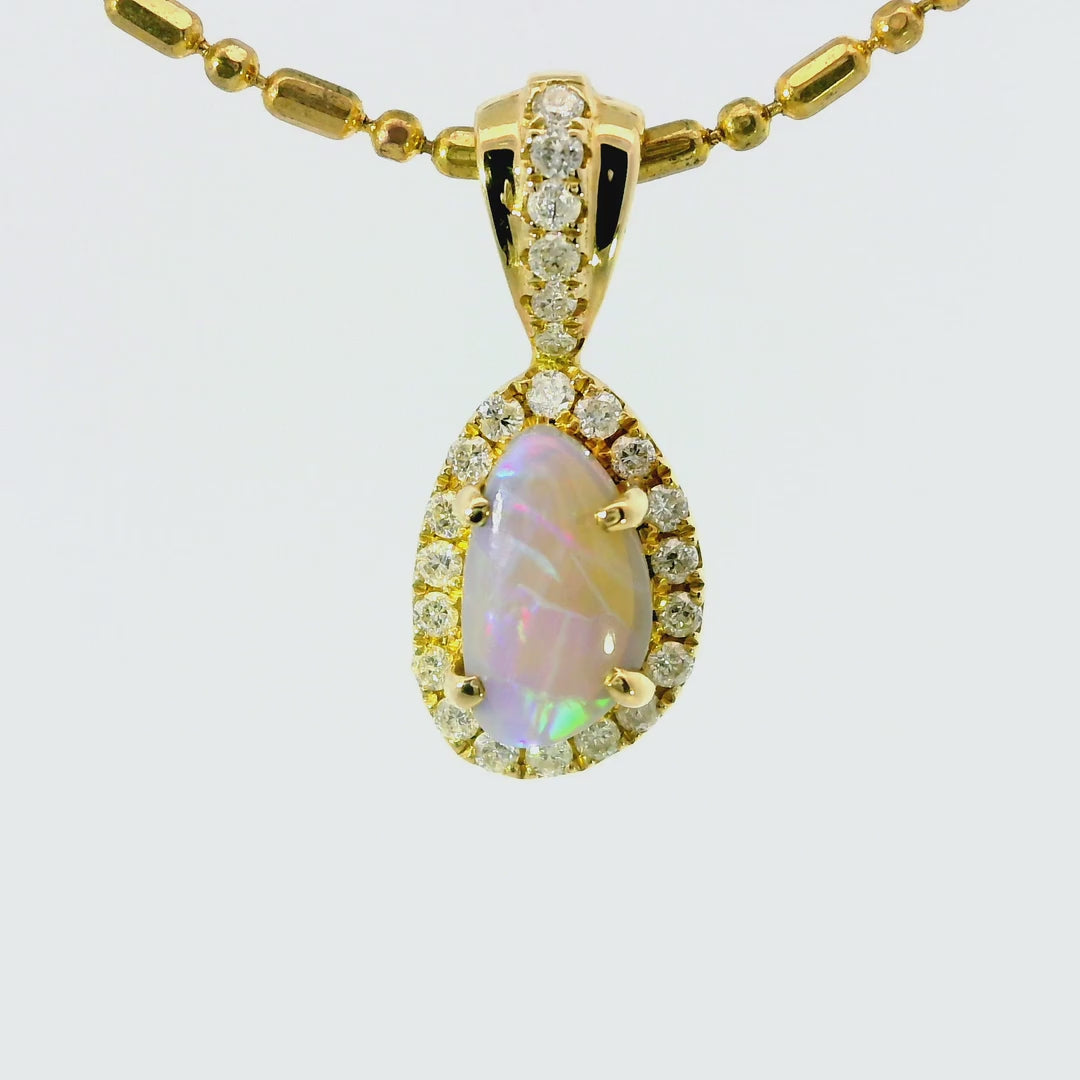 Dark Opal Pendant in 9K Yellow Gold - Multicolour