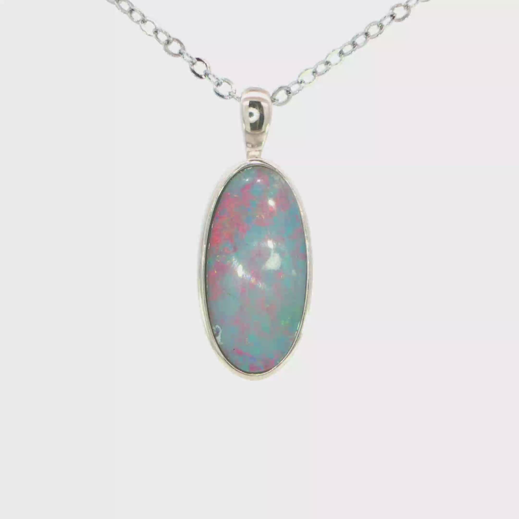 Australian Doublet Opal Pendant set in 925 Sterling Silver - Multicolour
