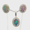 Doublet Opal Pendant and Earrings Combo Set in 925 Sterling Silver - Multicolour