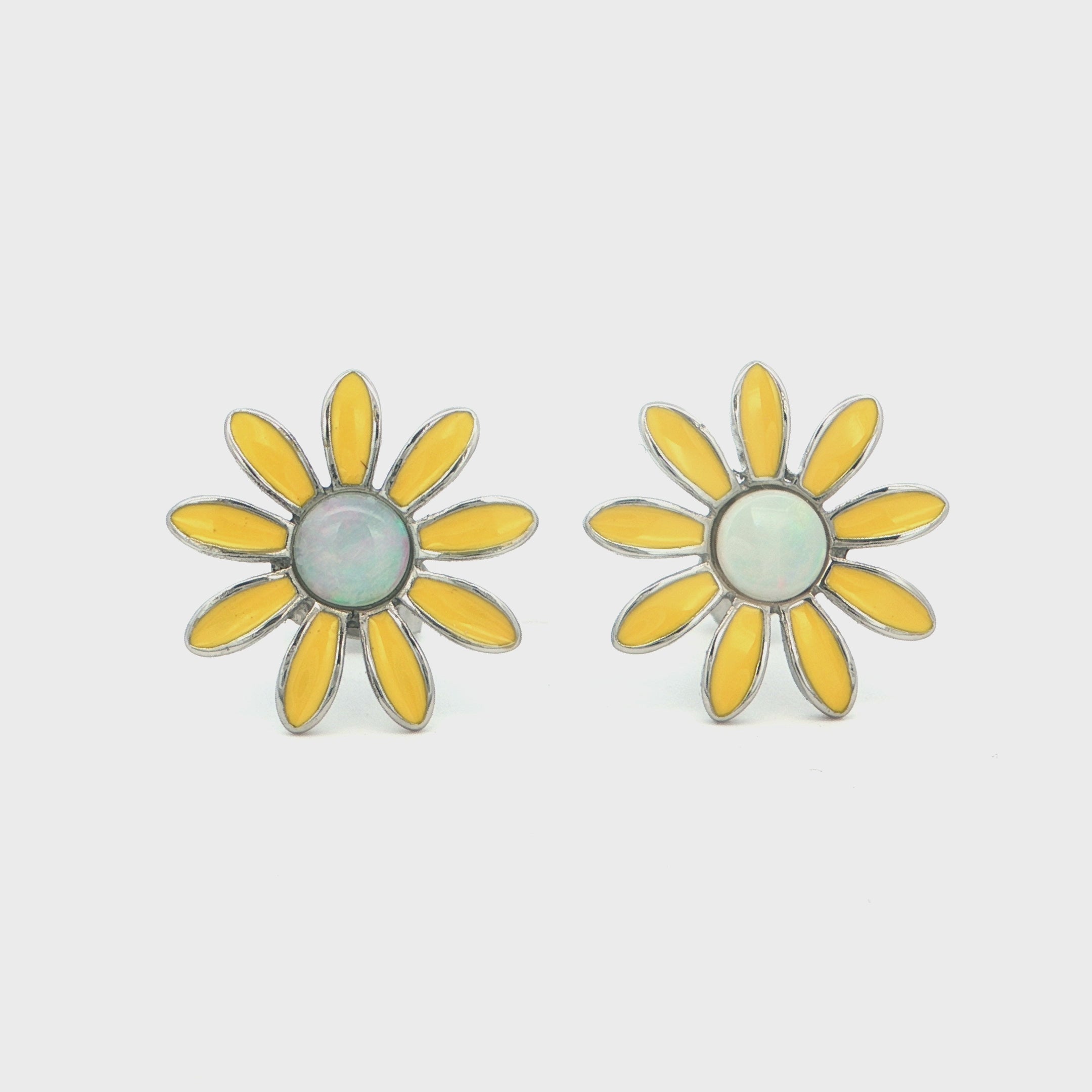 Light Opal Daisy Earrings in Stainless Steel - Multicolour