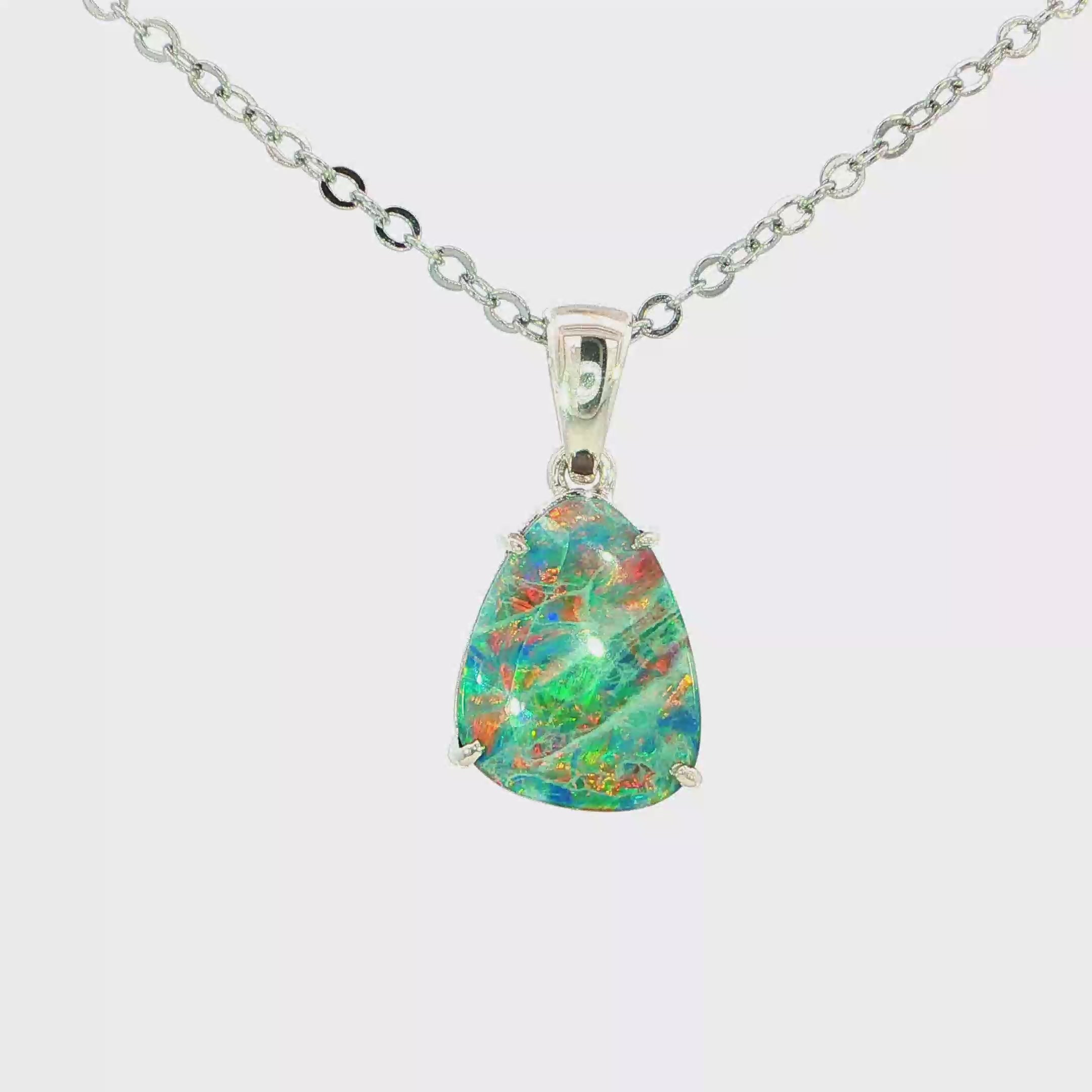 Australian Doublet Opal Pendant set in 925 Sterling Silver - Multicolour