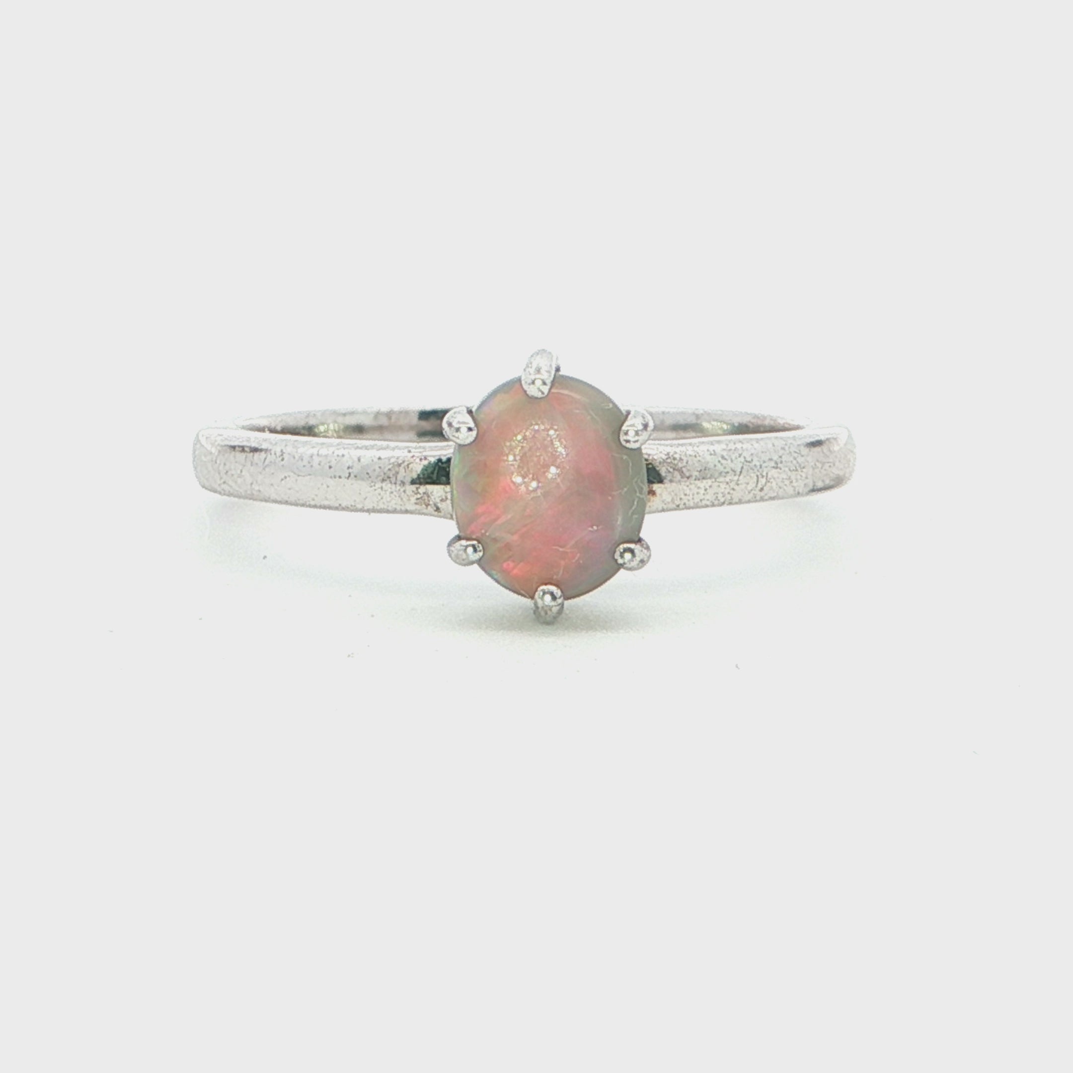 Dark Opal Ring in 925 Sterling Silver - Multicolour