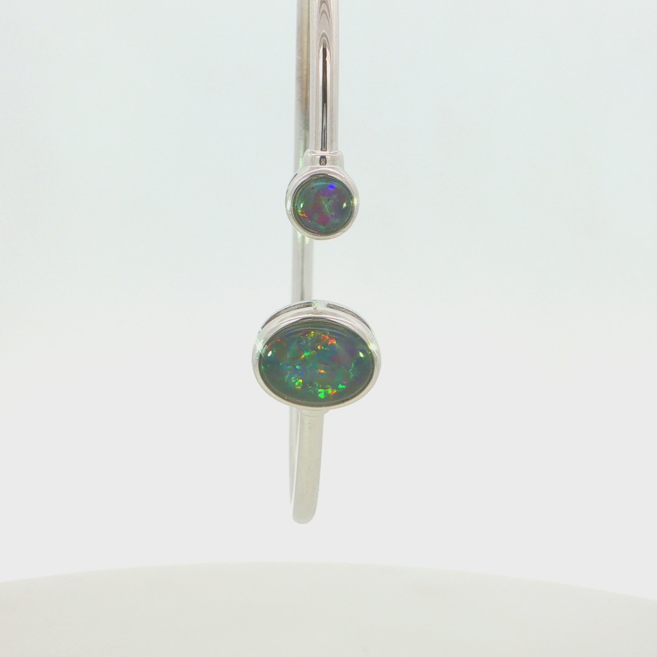 Triplet Opal Bangle set in 925 Sterling Silver - Multicolour