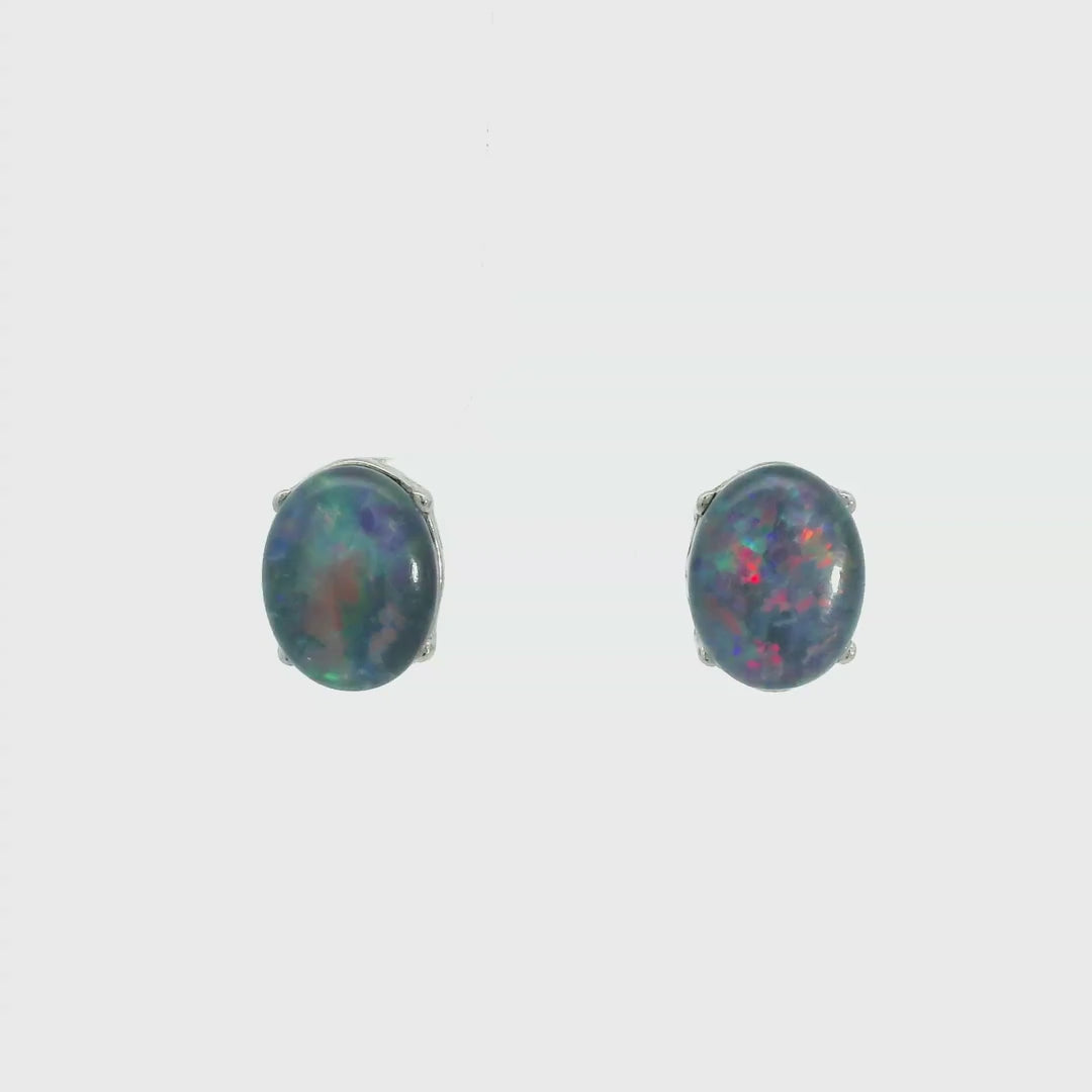 Triplet Opal Earrings in Stainless Steel - Multicolour