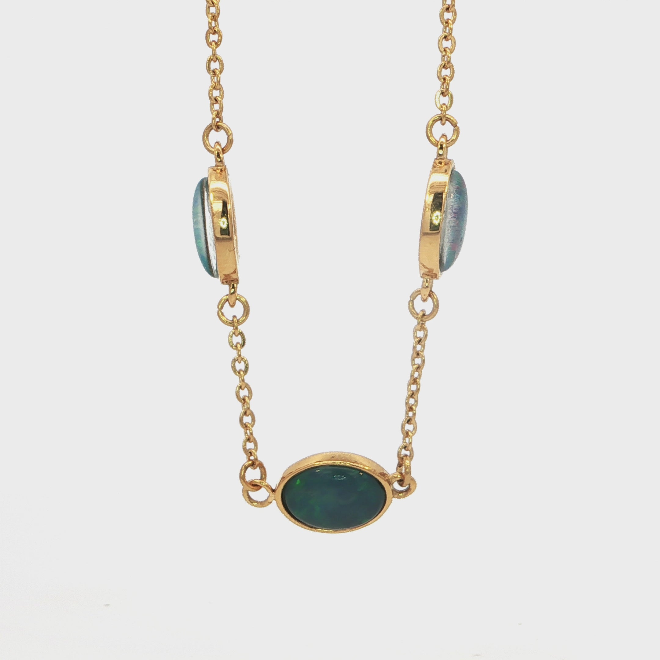 Triplet Opal Bracelet in Gold Plated Stainless Steel - Multicolour