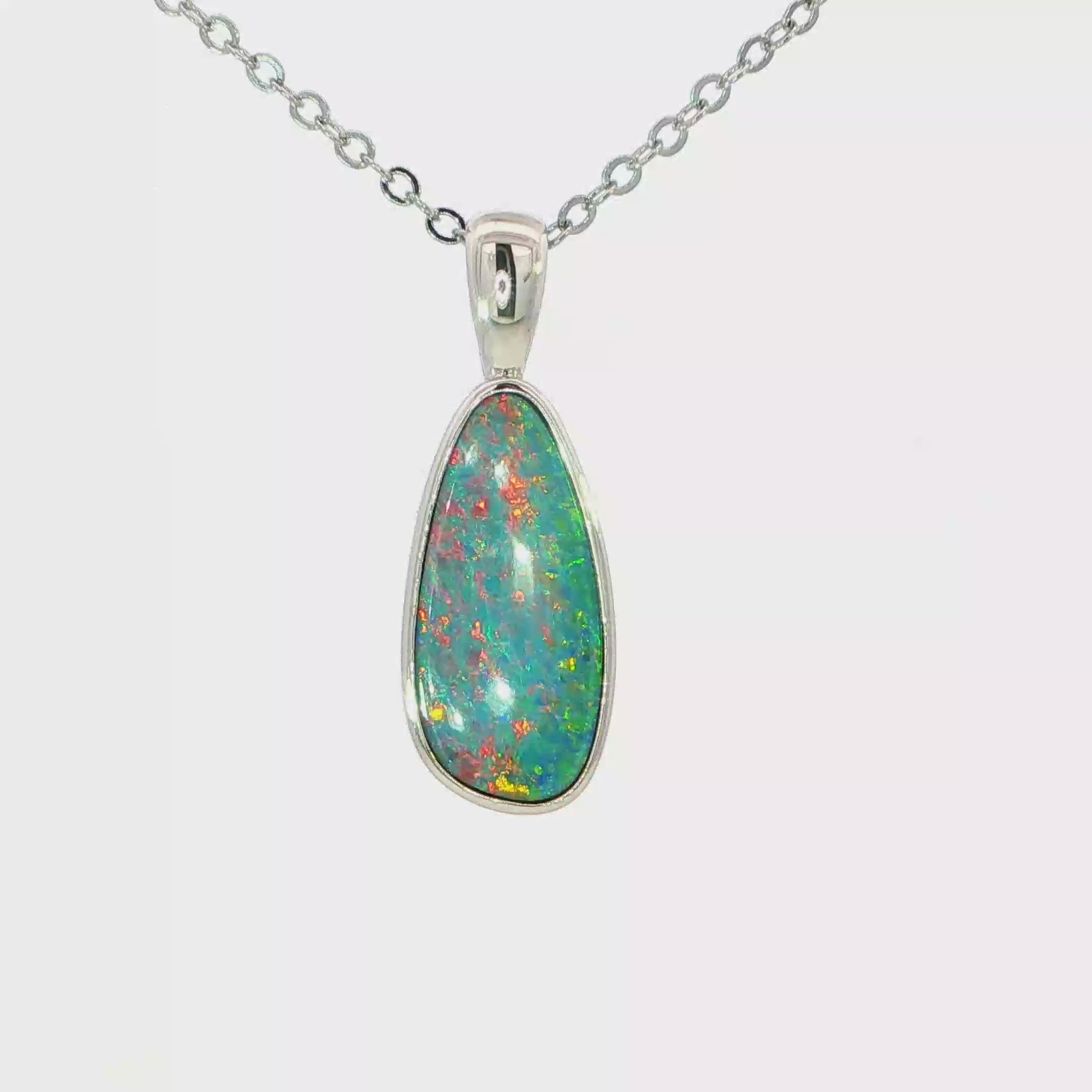 Australian Doublet Opal Pendant set in 925 Sterling Silver - Multicolour