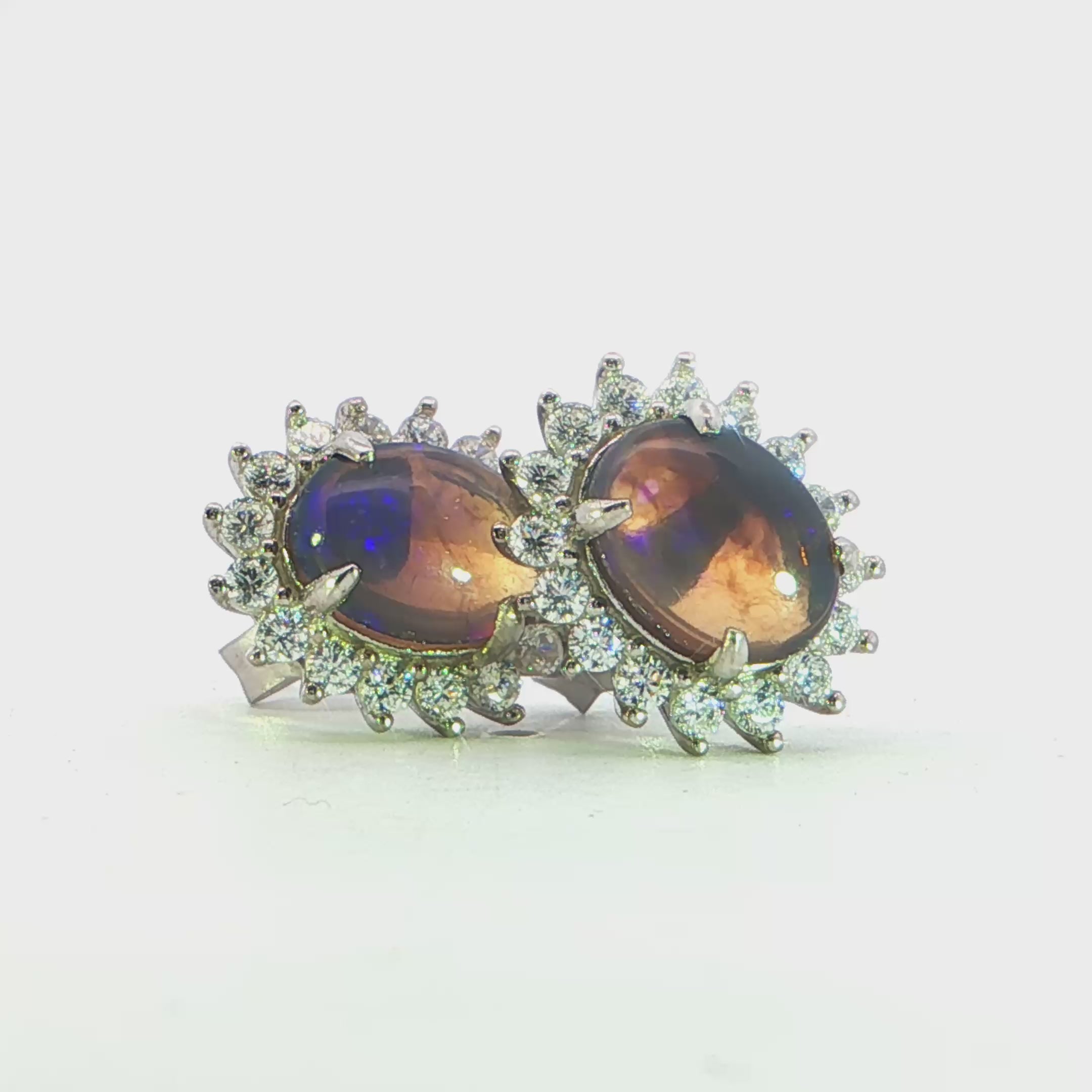 Dark Opal Earrings in 925 Sterling Silver