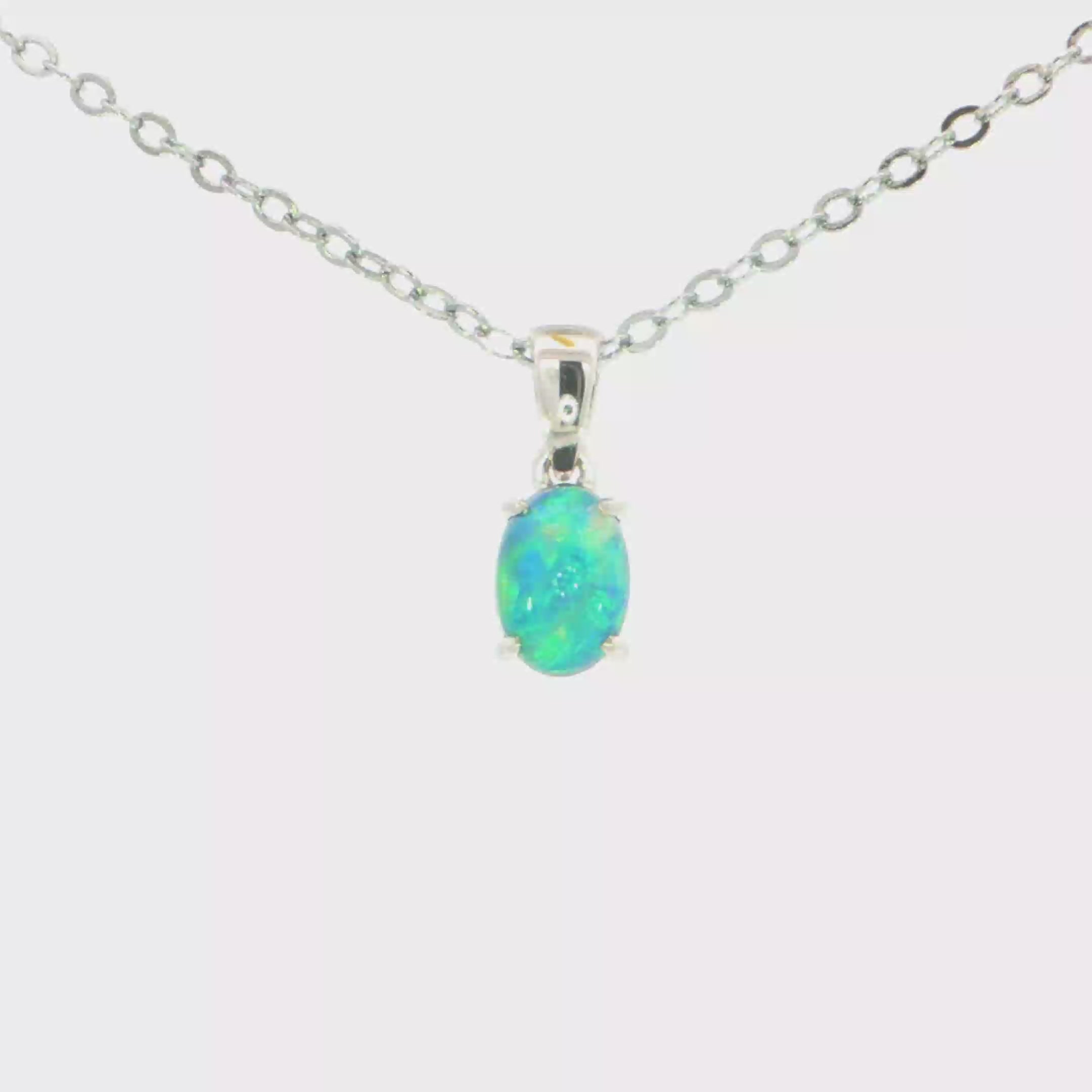 Australian Doublet Opal Pendant set in 925 Sterling Silver - Multicolour