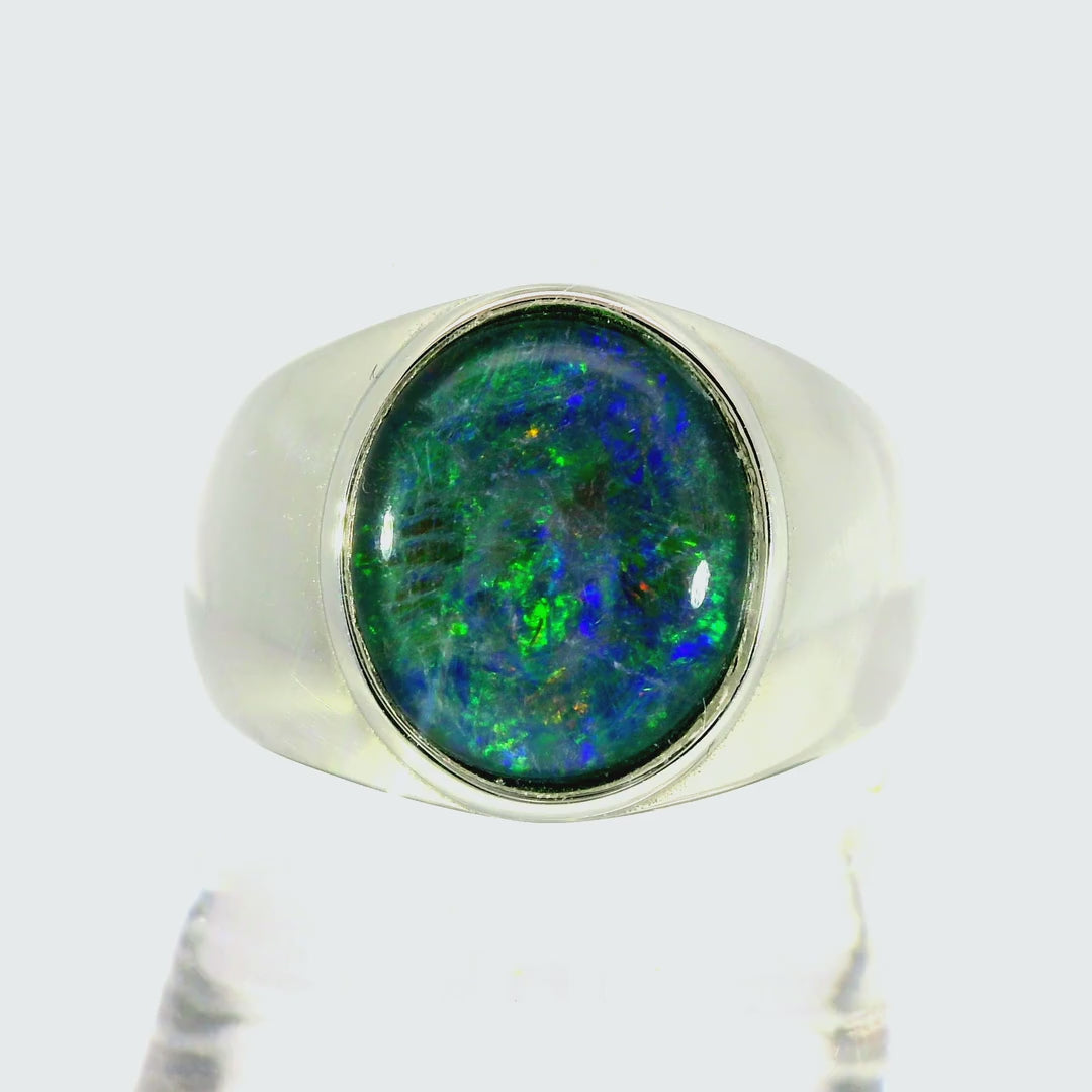 Triplet Opal Ring in Stainless Steel - Multicolour