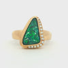 Boulder Opal Ring set in 14K Yellow Gold - Green and Blue