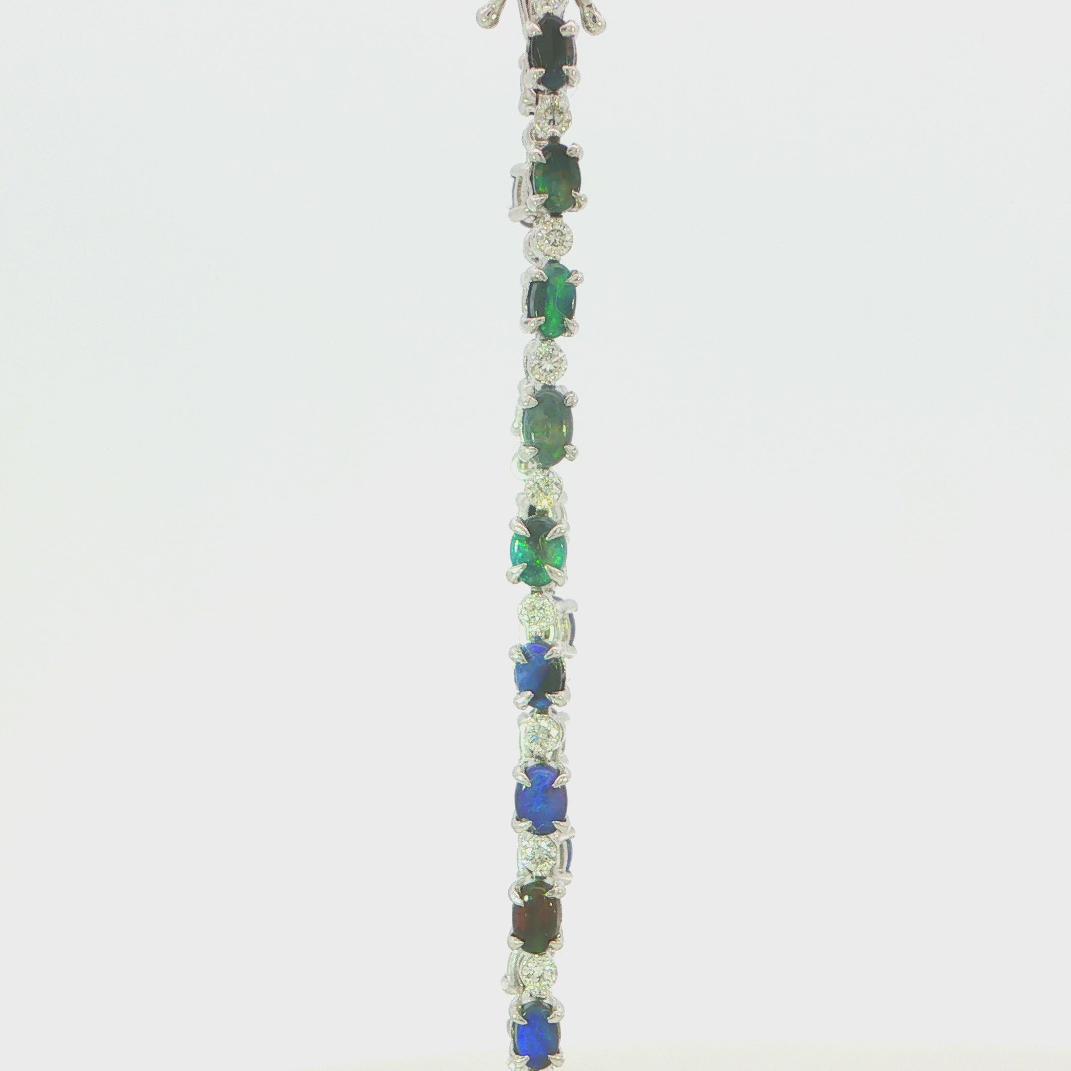 Black and Dark Opal Tennis Bracelet set in 925 Sterling Silver