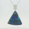 Australian Black Opal Pendant in 925 Sterling Silver with Diamonds - Blue-Green