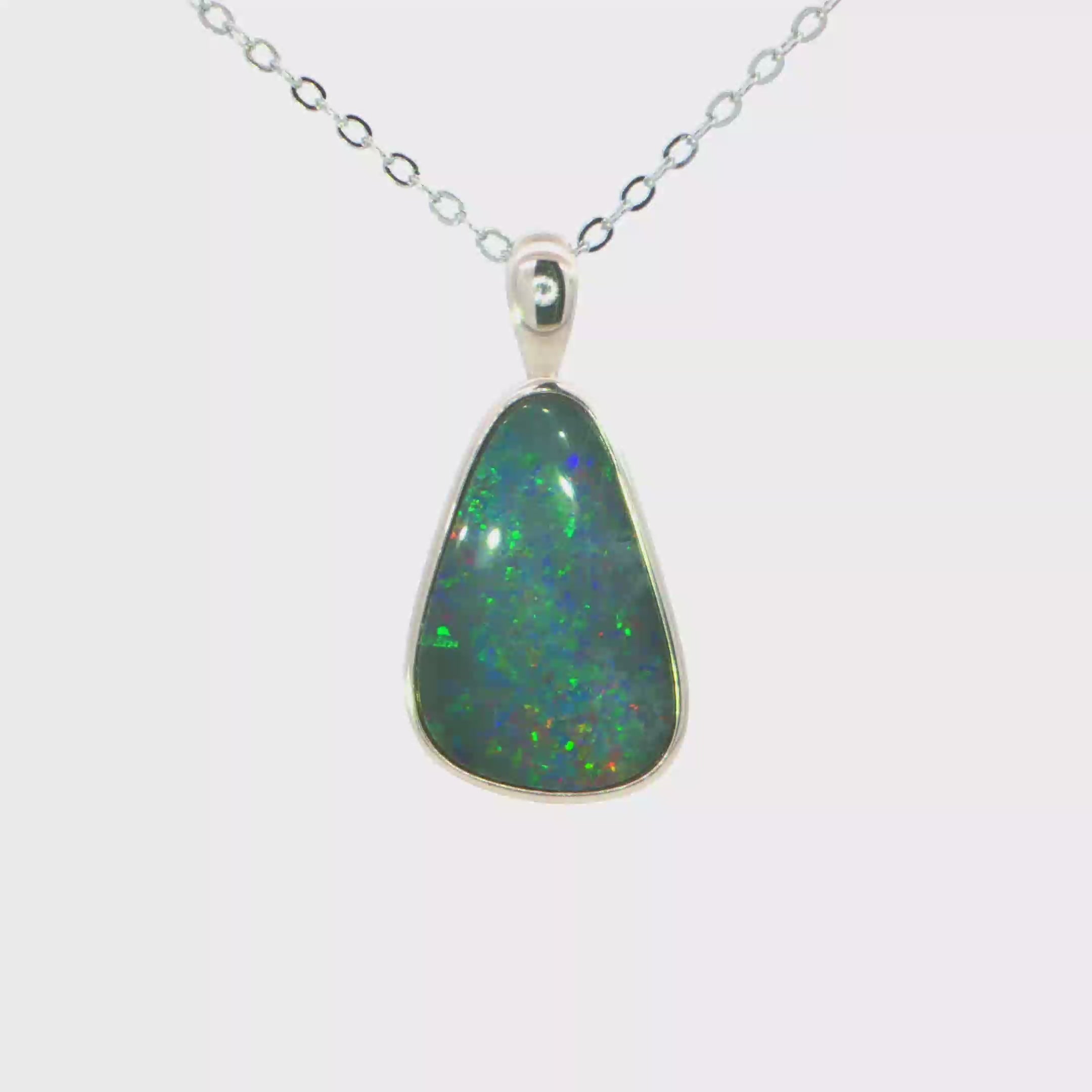 Australian Doublet Opal Pendant set in 925 Sterling Silver - Multicolour