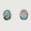 Doublet Opal Earrings in 14K White Gold (Multicolour)