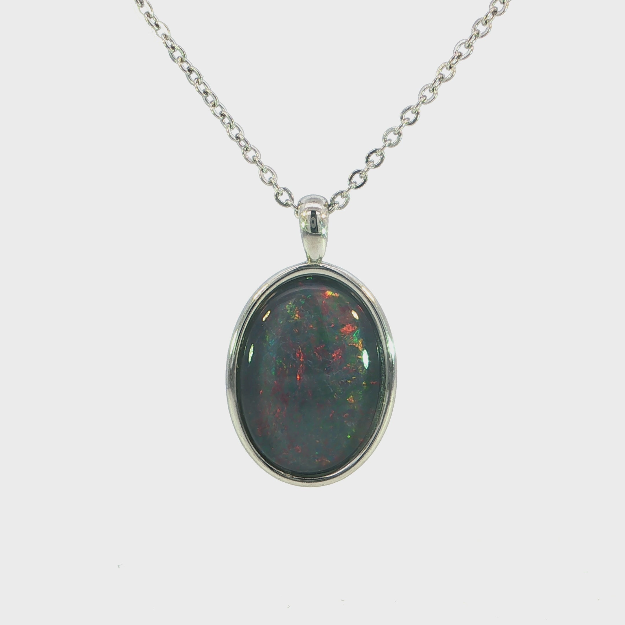 Triplet Opal Pendant in Stainless Steel - Multicolour