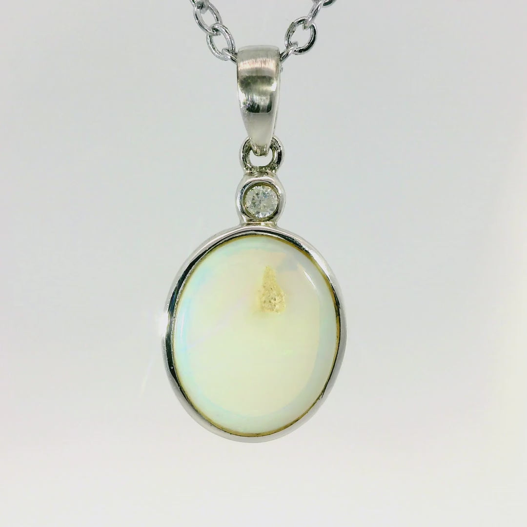 Light Opal Pendant in 925 Sterling Silver - Multicolour
