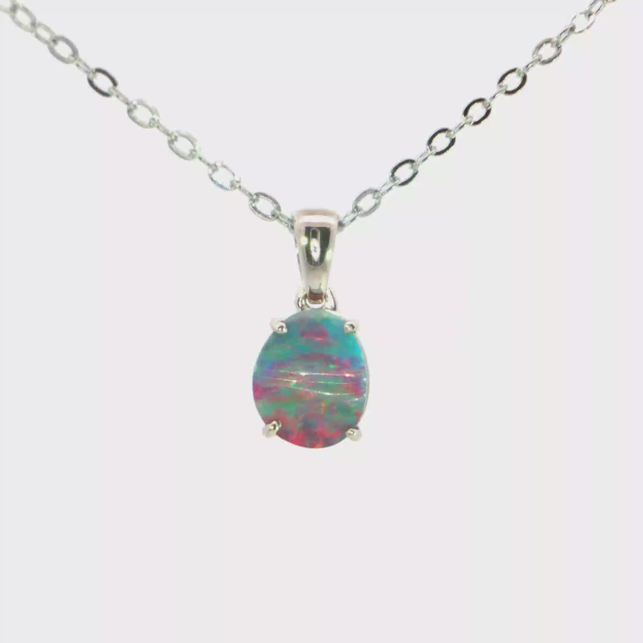 Australian Doublet Opal Pendant 925 Sterling Silver - Multicolour