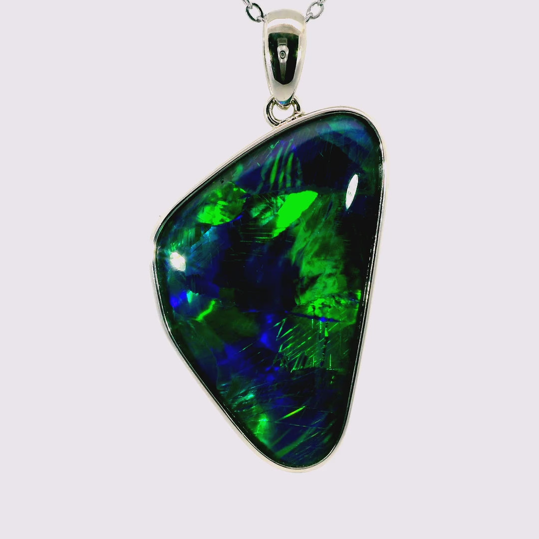 Triplet Opal Pendant in 925 Sterling Silver - Green-Blue