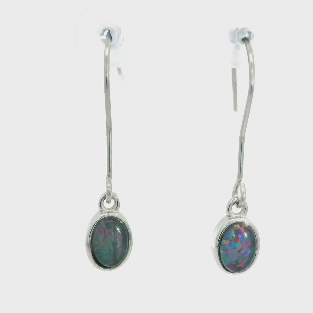 Triplet Opal Earrings in Stainless Steel - Multicolour