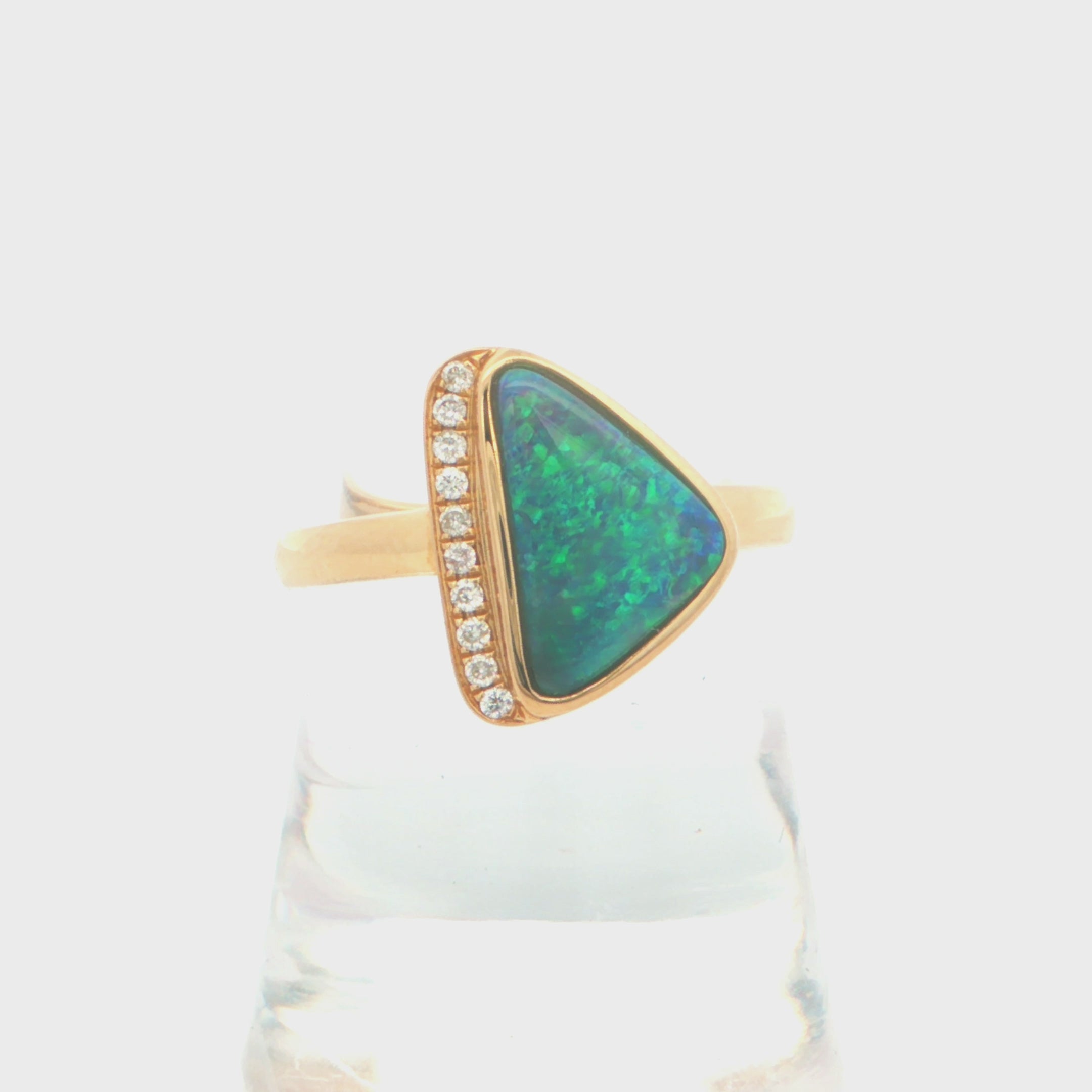 Australian Black Opal Ring set in 14K Yellow Gold