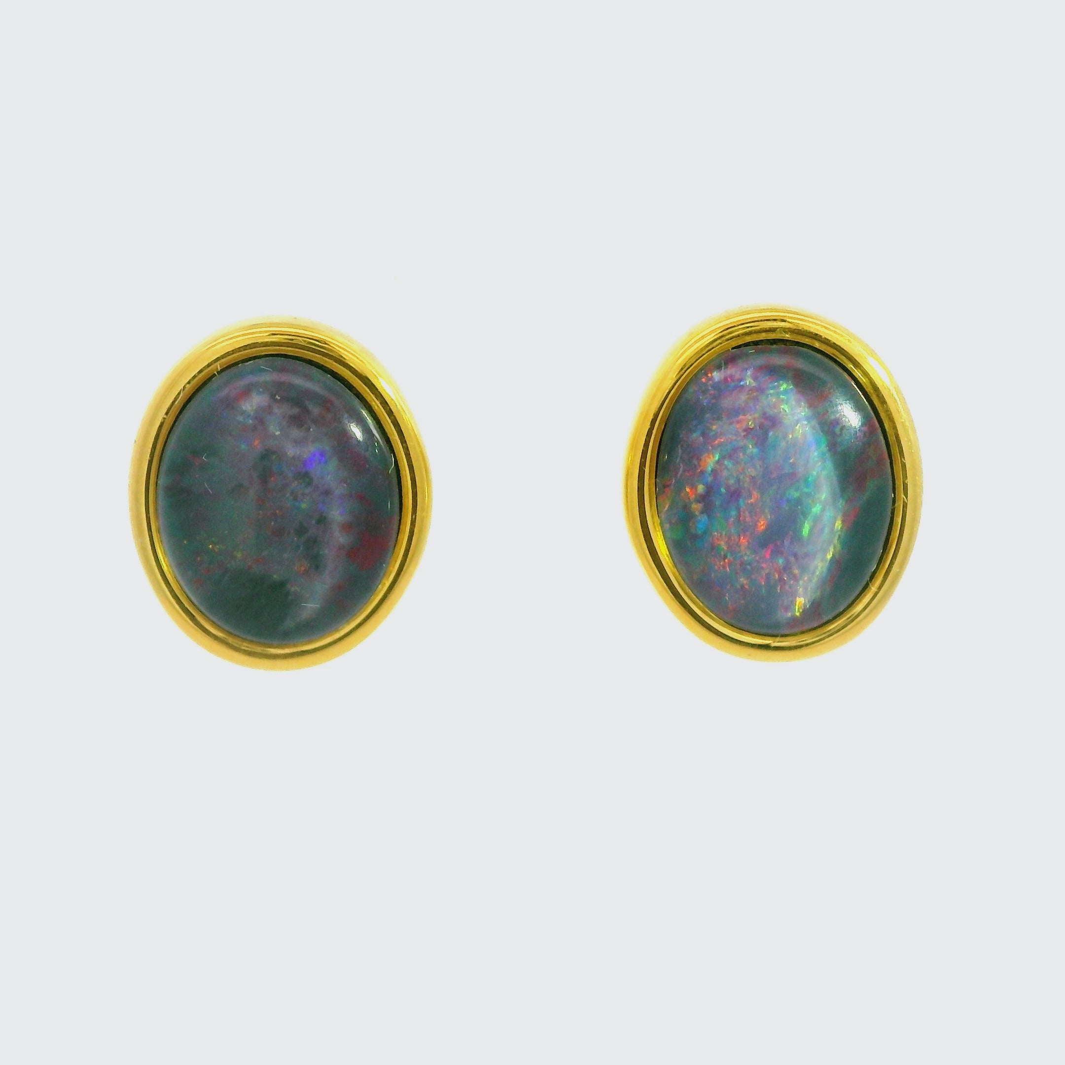 Triplet Opal Earring in Gold Plated Stainless Steel