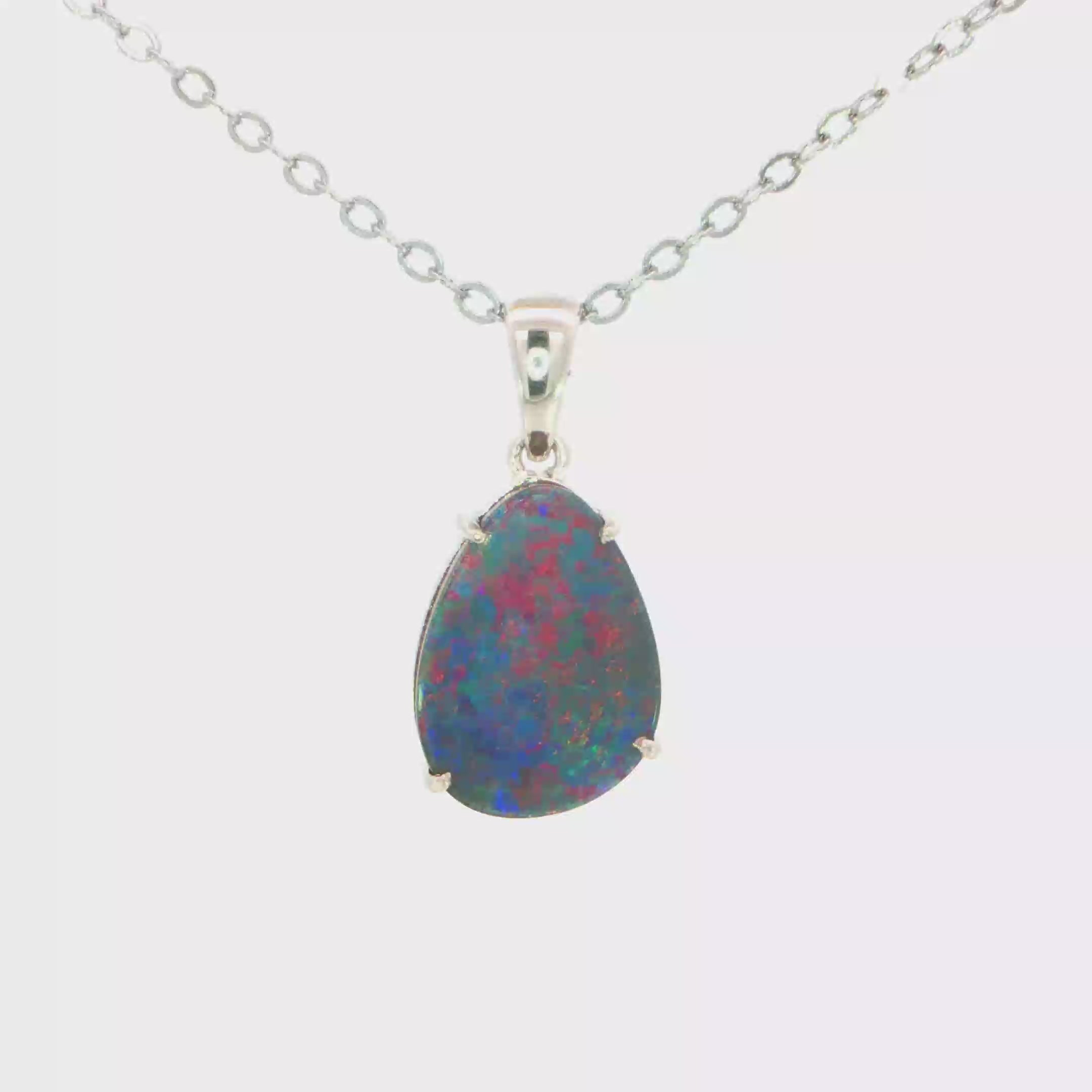 Australian Doublet Opal set in 925 Sterling Silver - Multicolour