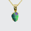 Black Opal Pendant in 18K Yellow Gold - Green-Blue