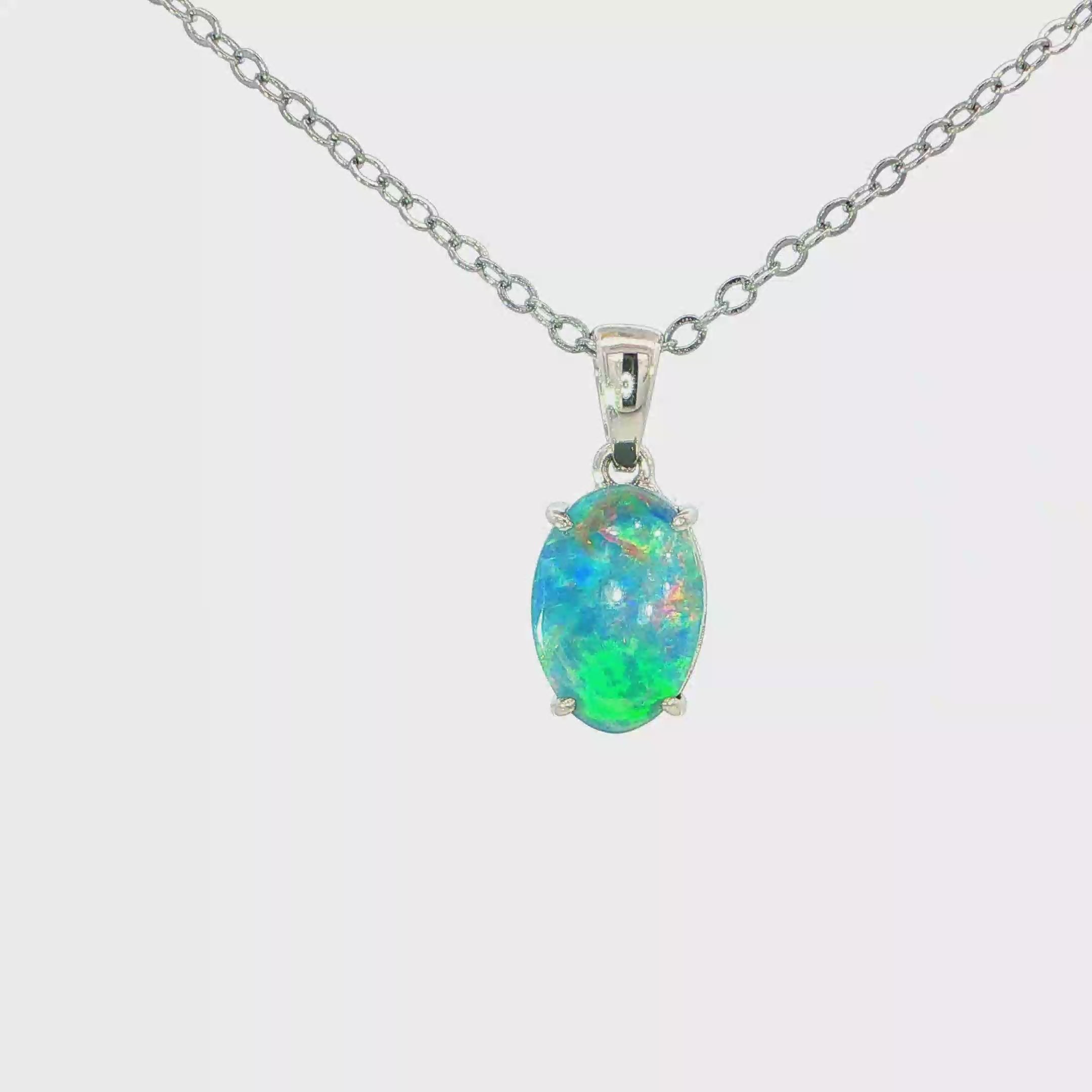 Australian Doublet Opal Pendant set in 925 Sterling Silver - Multicolour