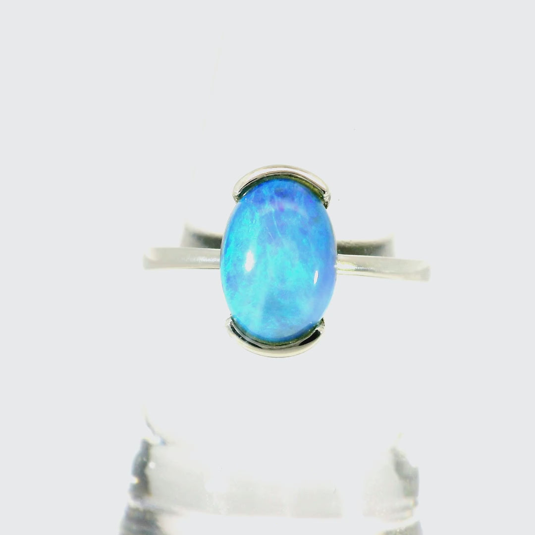 Dark Opal Ring In 925 Sterling Silver - Green and Blue