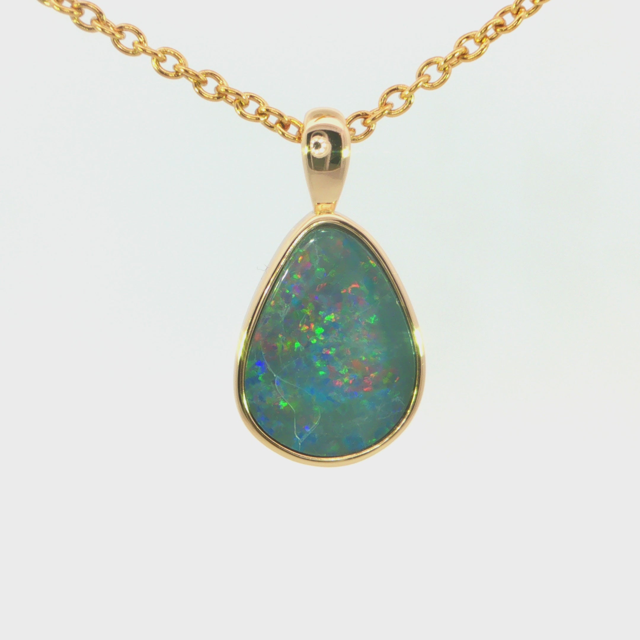 Australian Doublet Pendant set in Gold Plated Sterling Silver - Multicolour