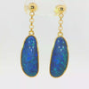 Australian Doublet Opal Drop Earrings Blue 925 Gold Plated Long Opal Earrings