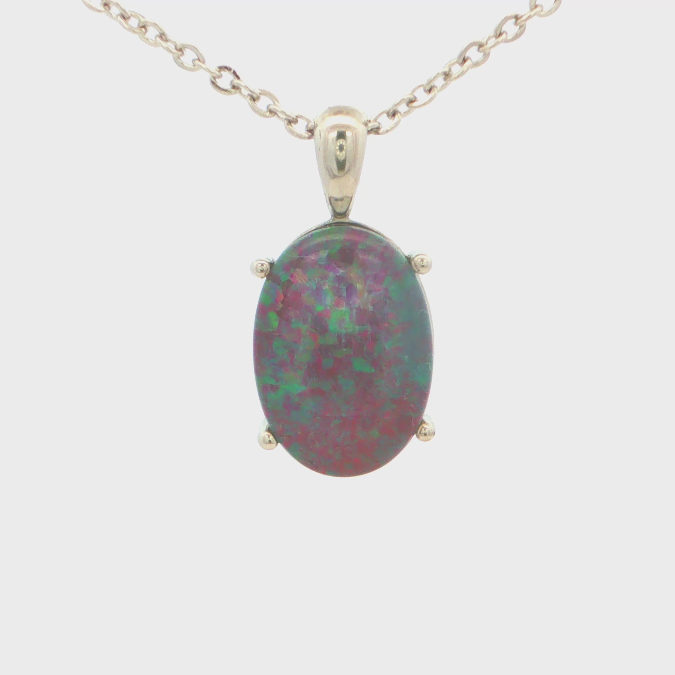 Australian Triplet Opal Pendant set in Stainless Steel - Multicolour