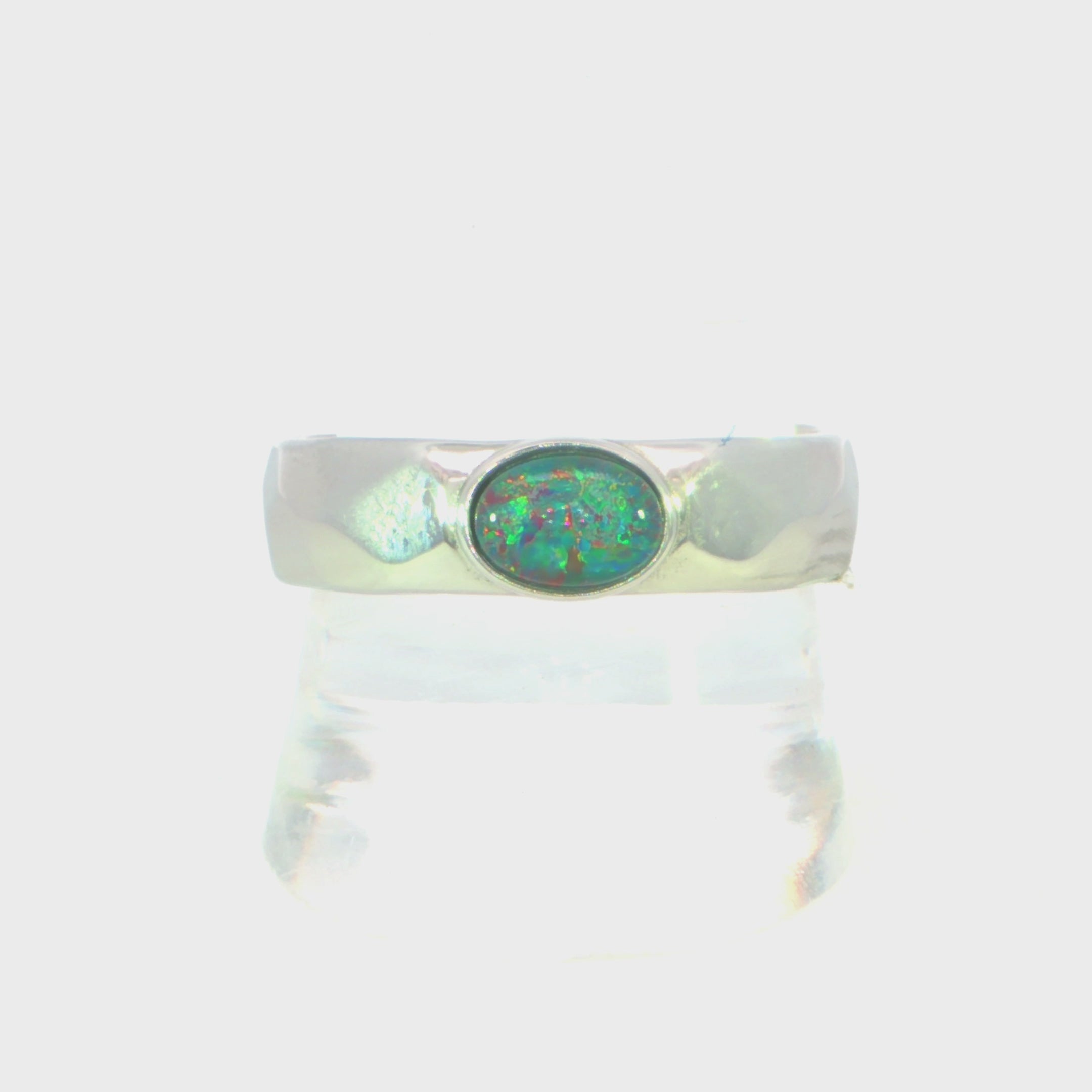 Triplet Opal Mens Ring set in Stainless Steel - Multicolour