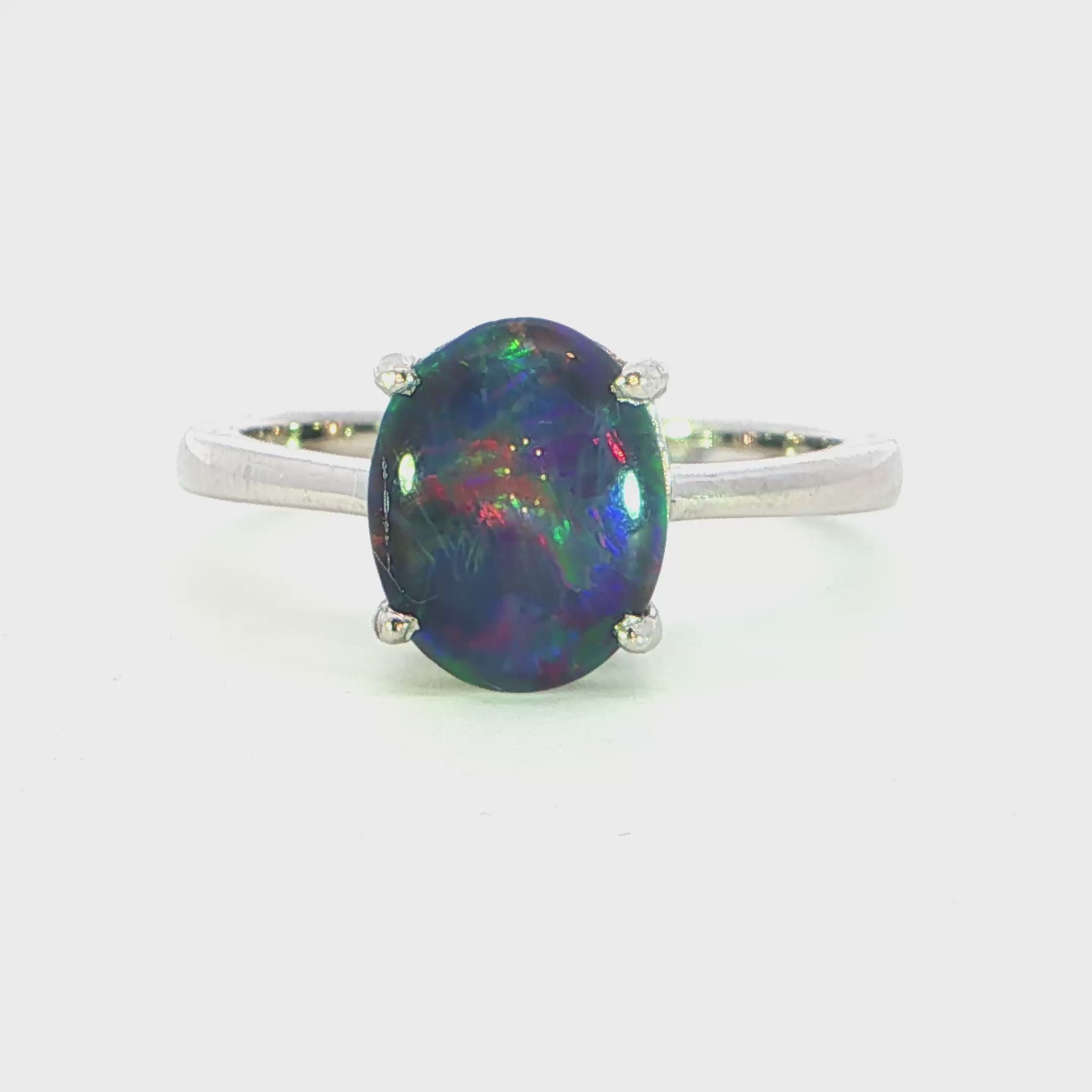 Triplet Opal Ring in 925 Sterling Silver - Multicolour