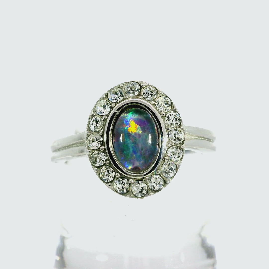 Triplet Opal Ring in Stainless Steel - Multicolour
