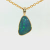 Australian Doublet Opal Pendant set in Gold Plated Sterling Silver - Blue-Green