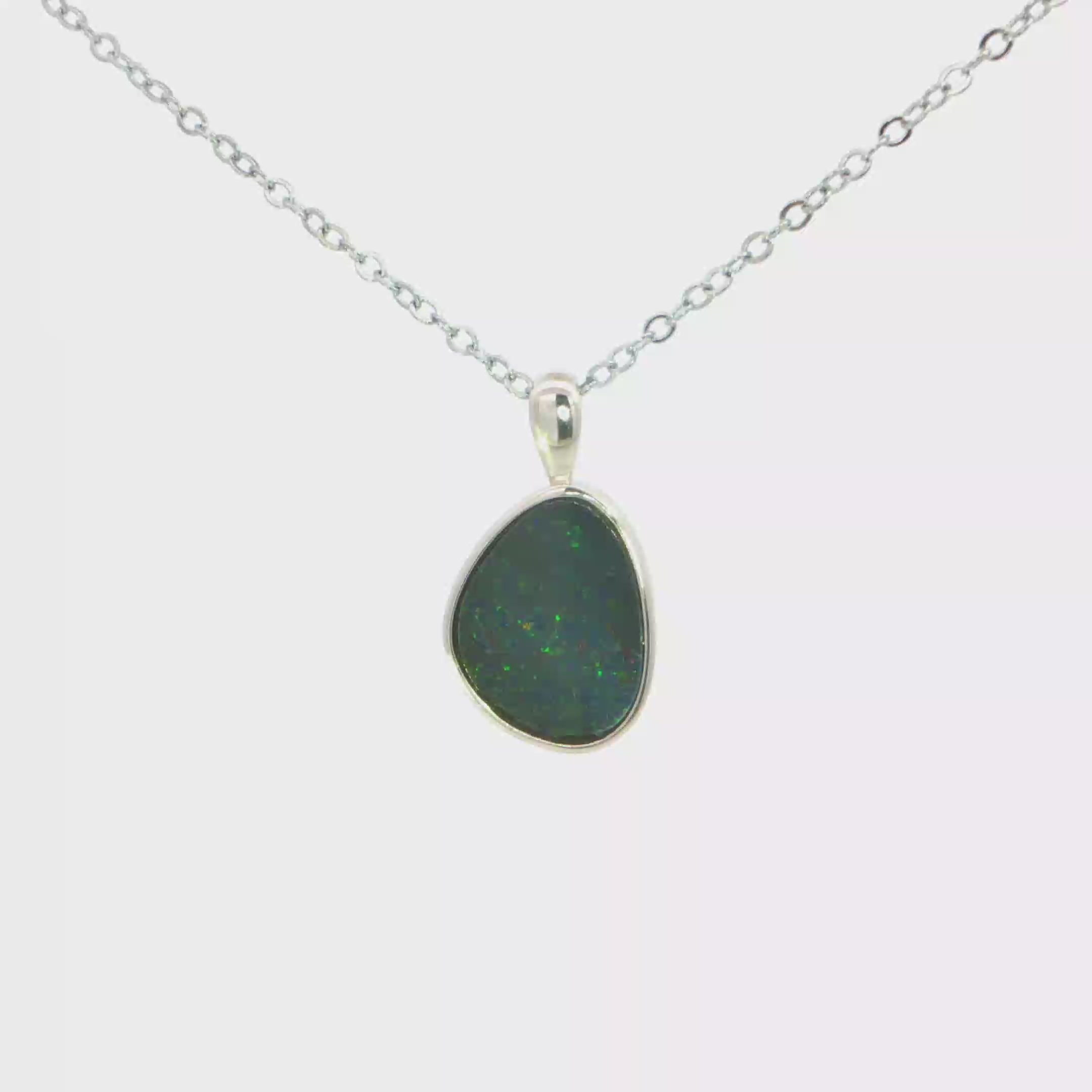Australian Doublet Opal Pendant set in 925 Sterling Silver - Multicolour