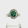 Triplet Opal Ring in Stainless Steel - Green-Blue