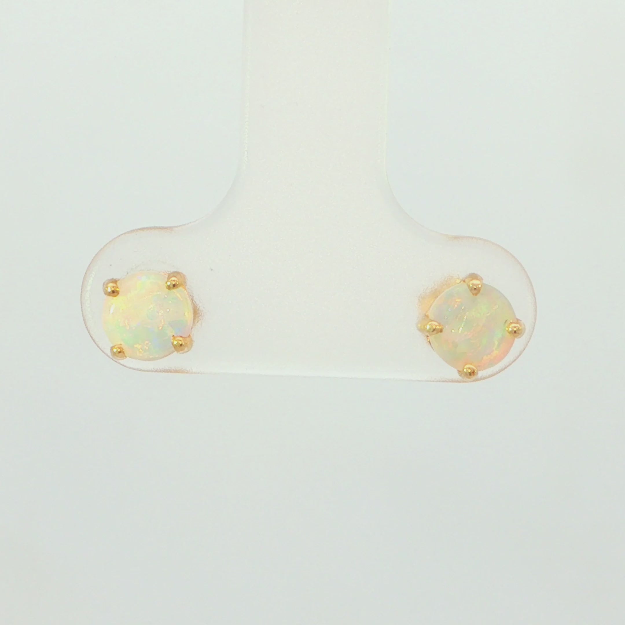Australian Light Opal Earrings in 14K Yellow Gold - Multicolour