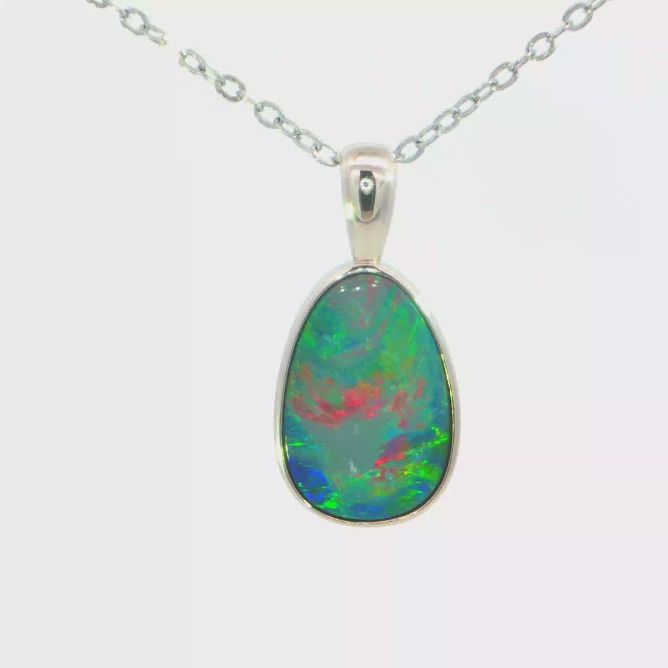 Australian Doublet Opal Pendant set in 925 Sterling Silver - Multicolour
